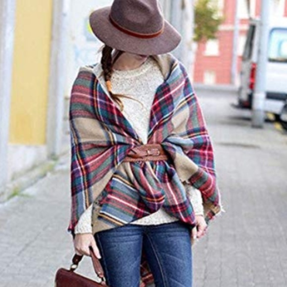ONE LEFT! oversized plaid tartan blanket scarf - Picture 5 of 6